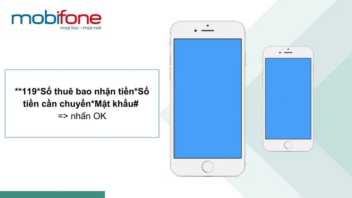 Giao diện hướng dẫn sử dụng dịch vụ chuyển tiền M2U MobiFone.