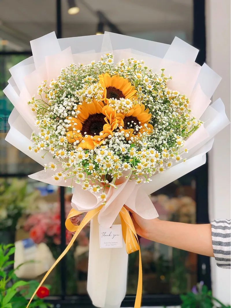 Bó hoa hướng dương 3 bông đơn giản