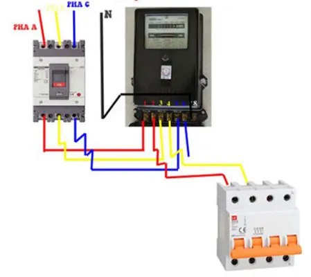 Sơ đồ đấu dây điện 3 pha vào bộ ngắt mạch